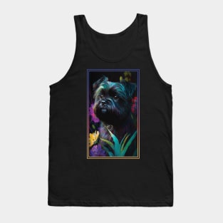 Affenpinscher Vibrant Tropical Flower Tall Digital Oil Painting Portrait Tank Top